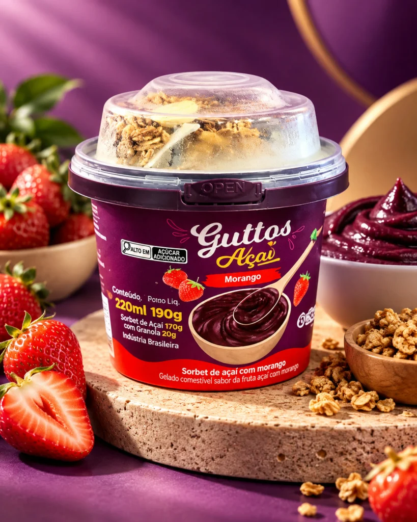 Açaí com Morango e Granola Guttos — foto ambientada