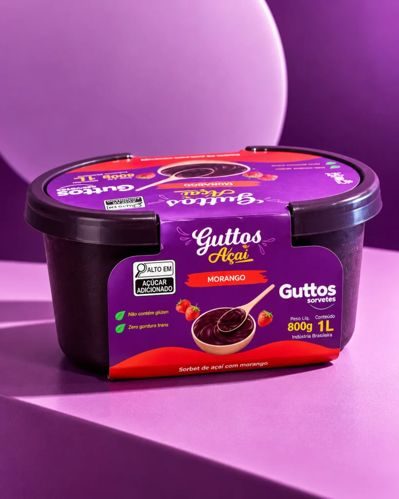 Açaí com Morango 1 L Guttos — foto ambientada