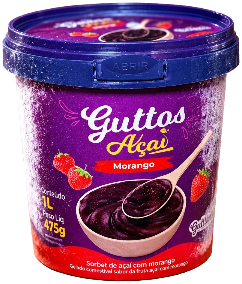 Açaí com Morango · Pote Redondo Guttos — 1L — embalagem