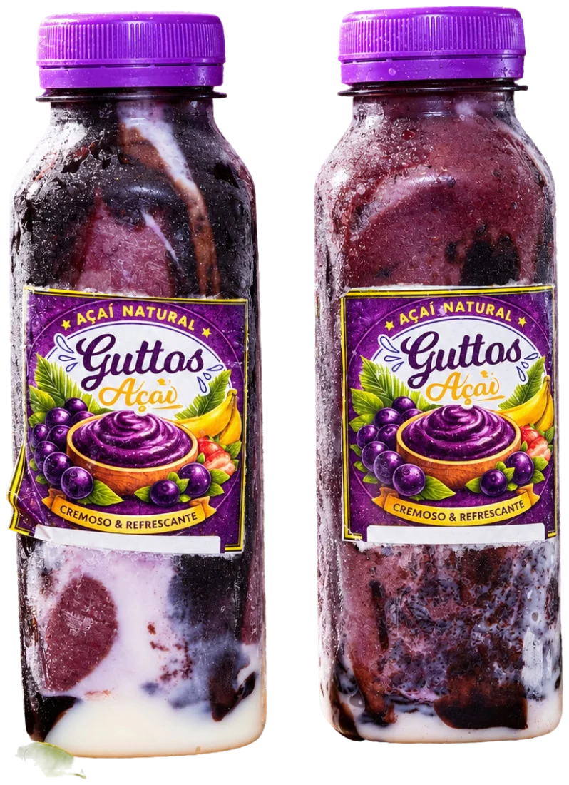 Açaí Natural na Garrafa Guttos — embalagem