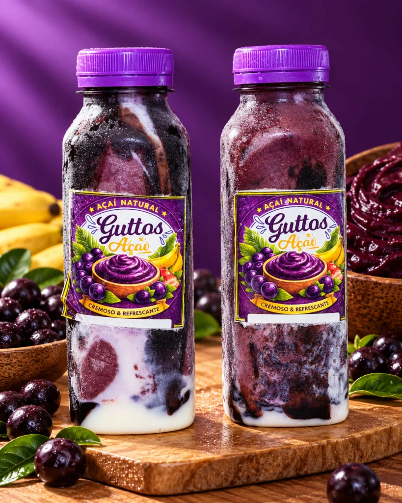 Açaí Natural na Garrafa Guttos — foto ambientada
