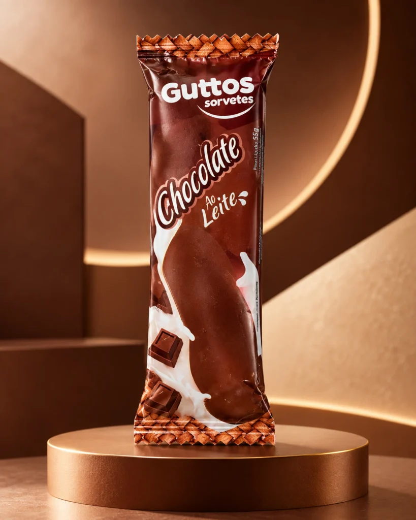 Chocolate ao Leite Guttos — foto ambientada