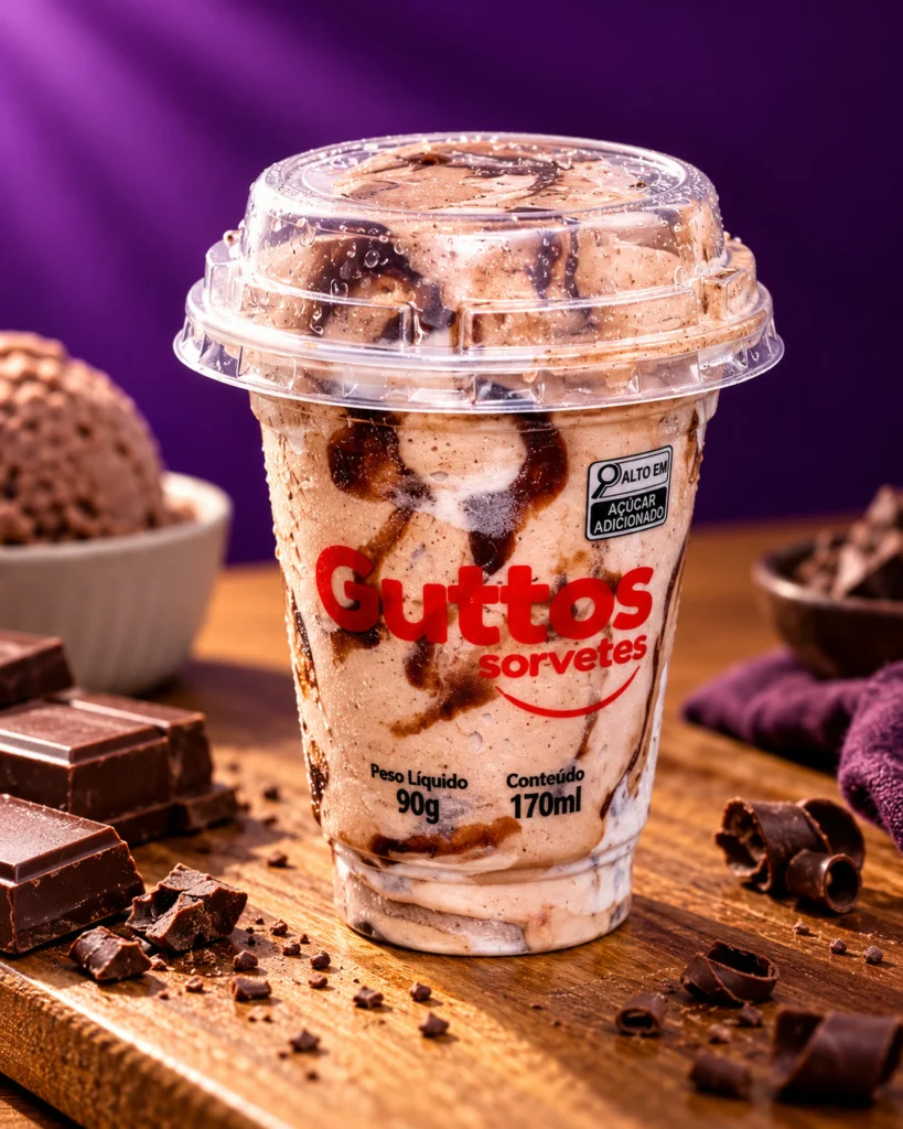 Copo Chocolate Guttos — foto ambientada