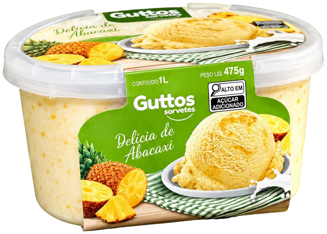 Delícia de Abacaxi Guttos — 1L — embalagem