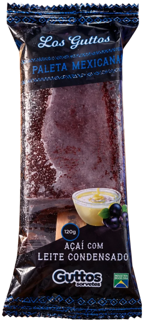 Paleta Mexicana Açaí com Leite Condensado Guttos — embalagem