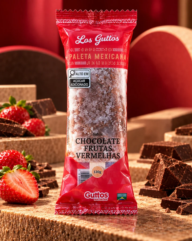 Paleta Mexicana Chocolate com Frutas Vermelhas Guttos — foto ambientada