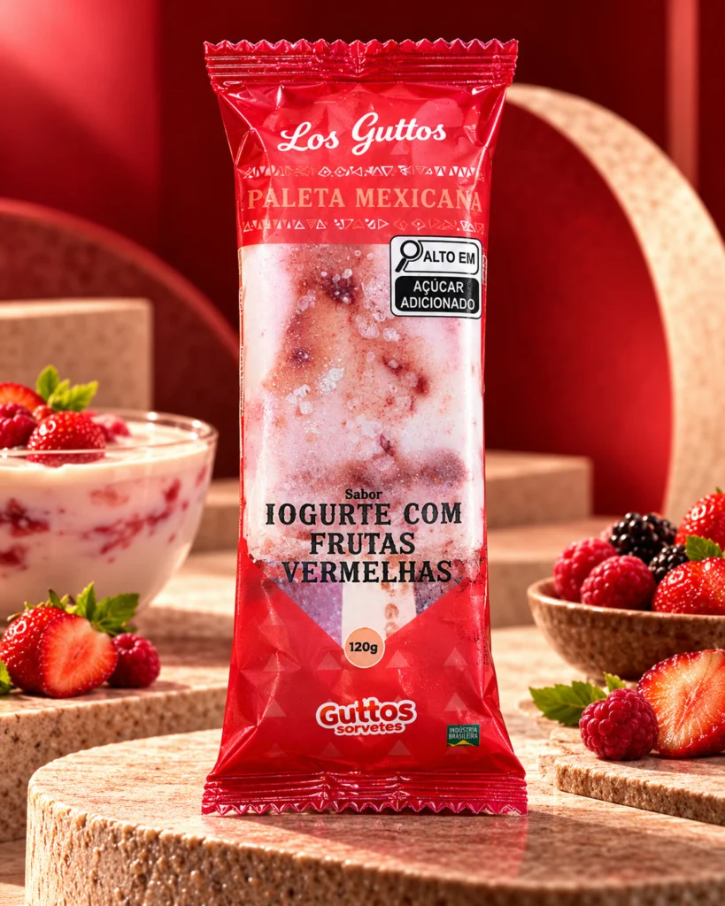 Paleta Mexicana Iogurte com Frutas Vermelhas Guttos — foto ambientada