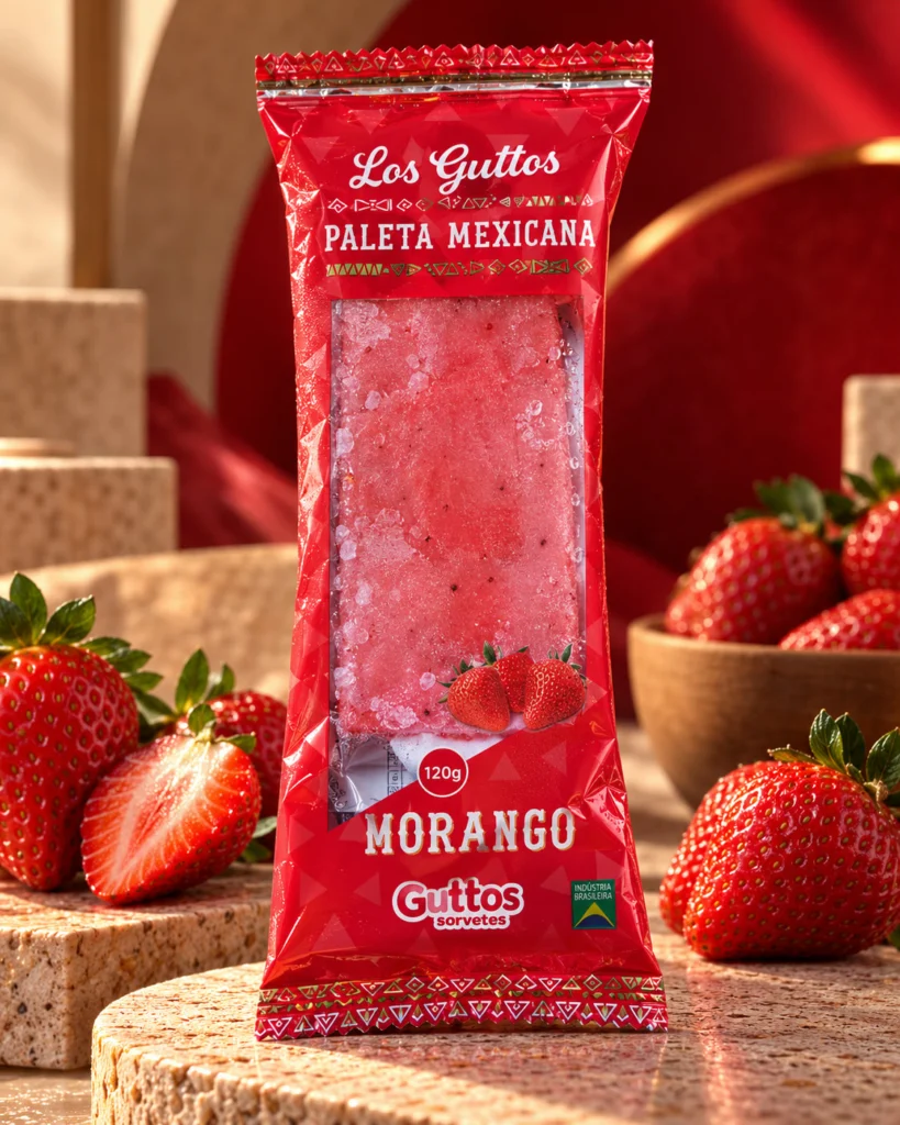 Paleta Mexicana Morango Guttos — foto ambientada