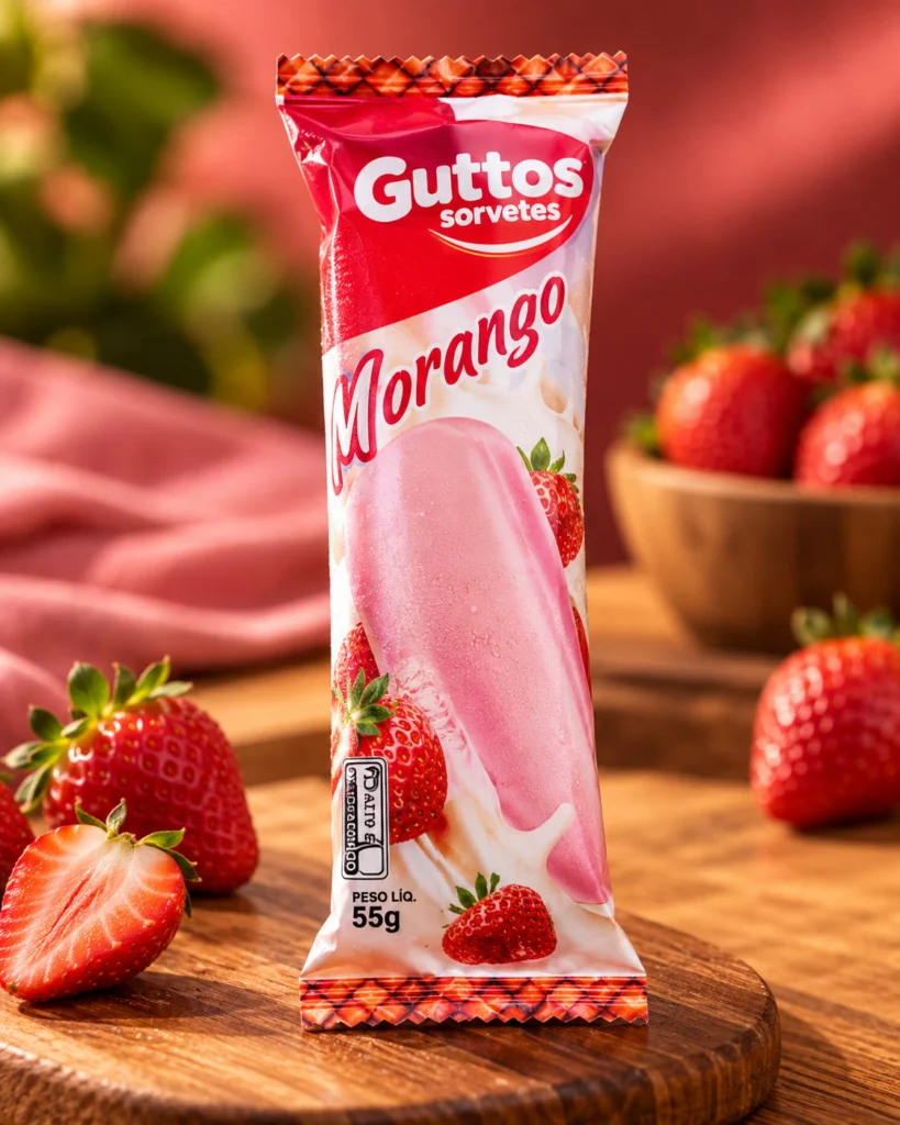 Morango Guttos — foto ambientada